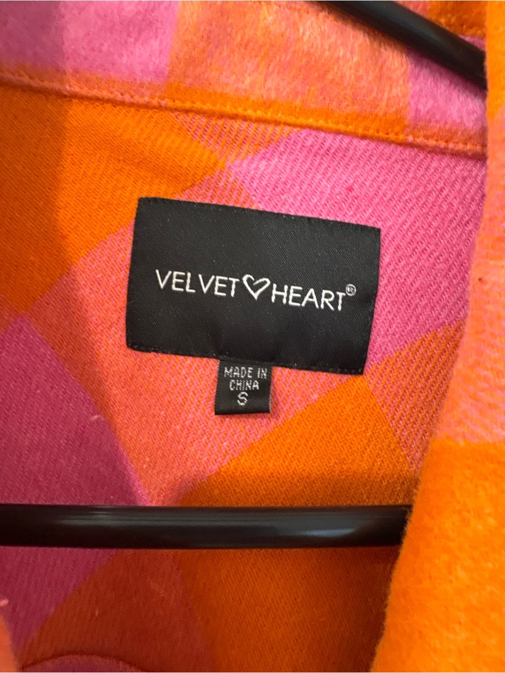 Velvet Heart Orange and Pink Plaid Shacket - Picture 3 of 3